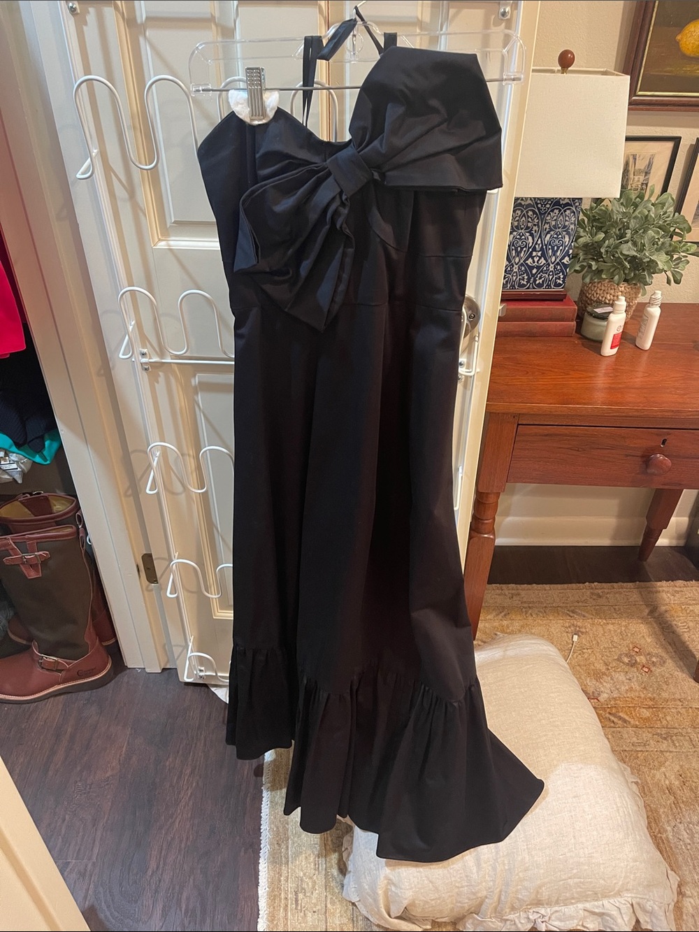 Anthropologie Black Strapless Maxi Dress with Oversized Bow hutch dress